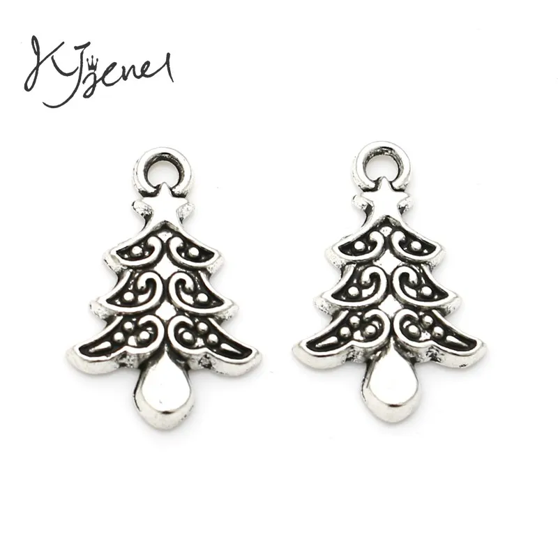 10 шт. посеребренные Подвески в виде рождественской елки 22 х14 мм | Украшения и