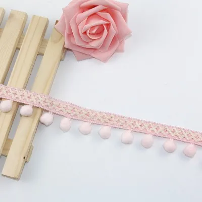pink2 Кружевная лента, аксессуары для шитья, 2 ярда, 1,2 см, помпоны с кисточками, помпоны, отделка, шар, бахрома, вышивка, сделай сам, одежда, тканевый шнур - Цвет: pink2