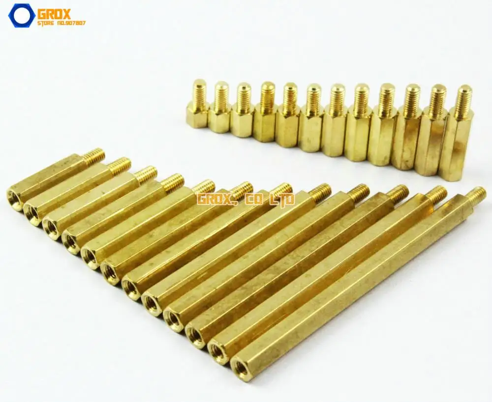 30 шт. латунь M3 x 45+ 6 мм печатной платы Женский к мужчине материнской плате противостояние Hex Spacer