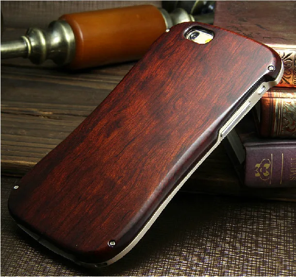 Роскошный чехол для IPhone 6 4,7 дюймов деревянный ящик Нео Гибридный Алюминиевый металлический каркас+ деревянная задняя крышка для IPhone 6 4," сотовый телефон