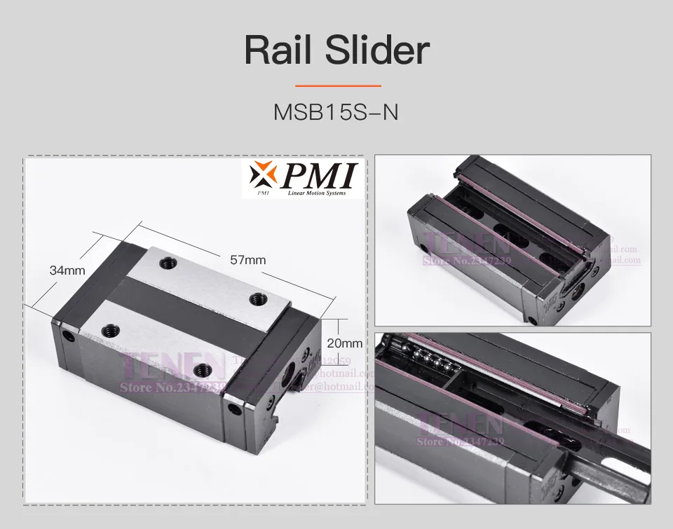 Тайваньский PMI MSB15S-N ползунок блок линейной направляющей каретки для ЧПУ маршрутизатор лазерный станок 3d принтер части оборудования