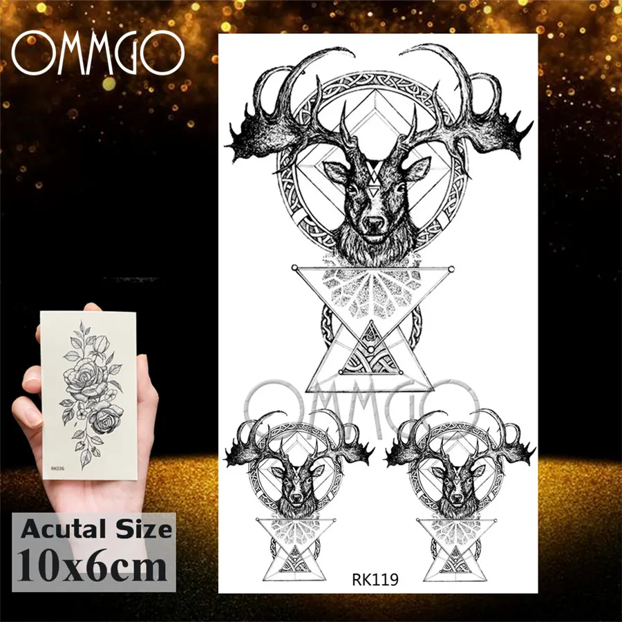Временные геометрические татуировки OMMGO с лосями и оленями для искусственных ног
