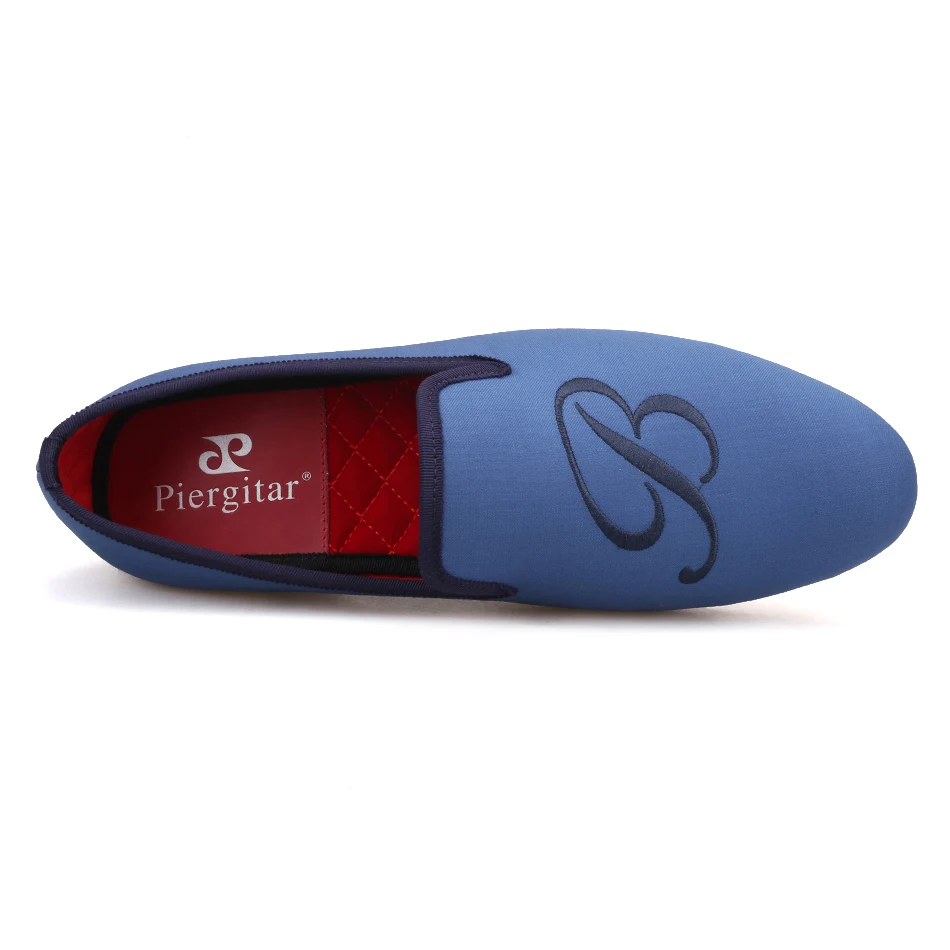 PIERGITAR 2019 new letters embroidery men fabric shoes Fashion prom and Banquet men's loafers British style smoking slippers | Обувь