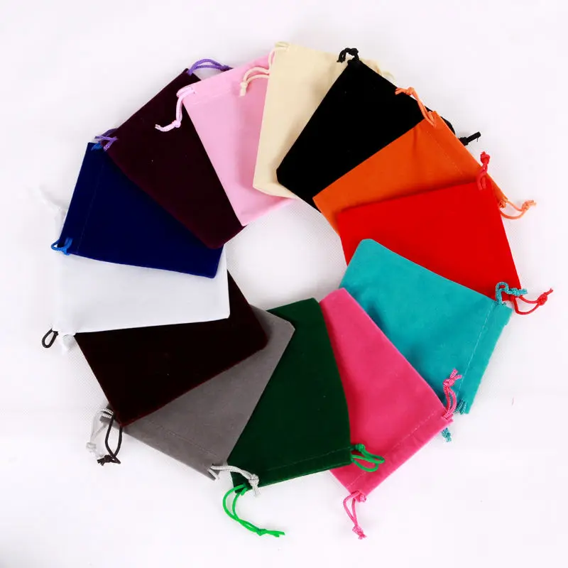 

100pcs Multi Color 10x16cm Velvet Drawstring Bags Pouches Soft Jewelry Gift Nice Bags Bracelets Packing Bags For Jewelry Store