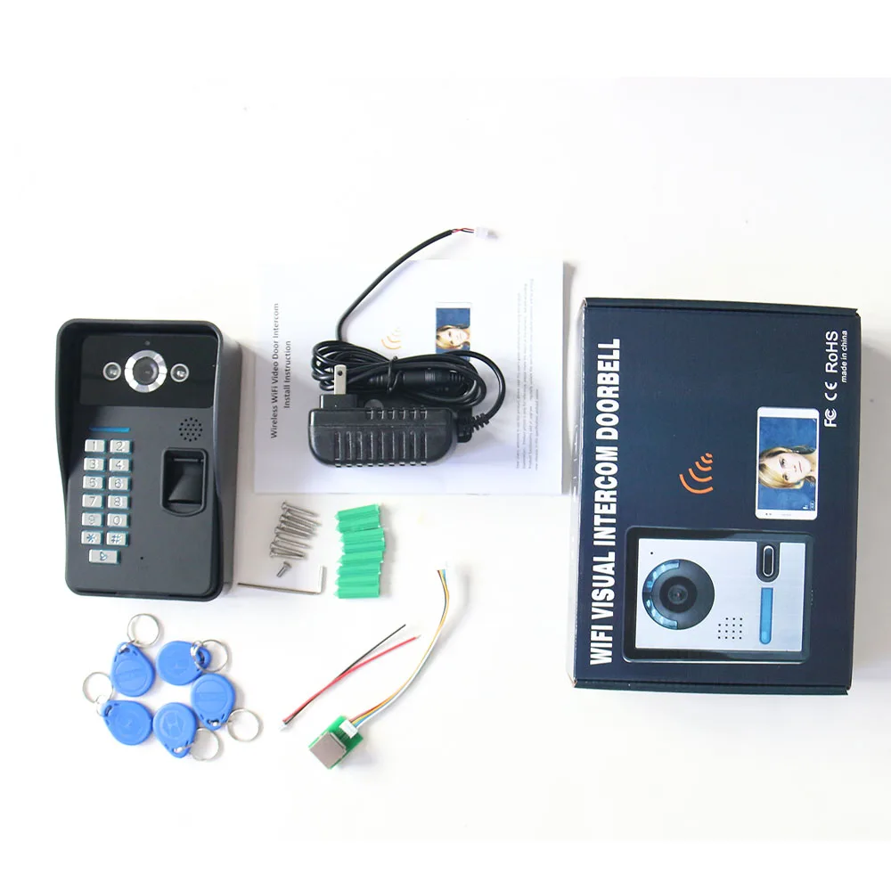 HD 720P беспроводной WIFI RFID пароль Распознавание отпечатков пальцев видео дверной
