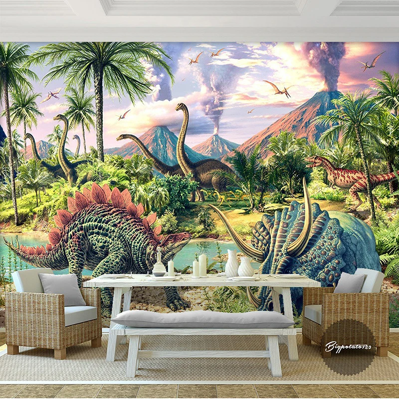 Пользовательские 3d Настенные обои мир Юрского периода динозавра гостиная
