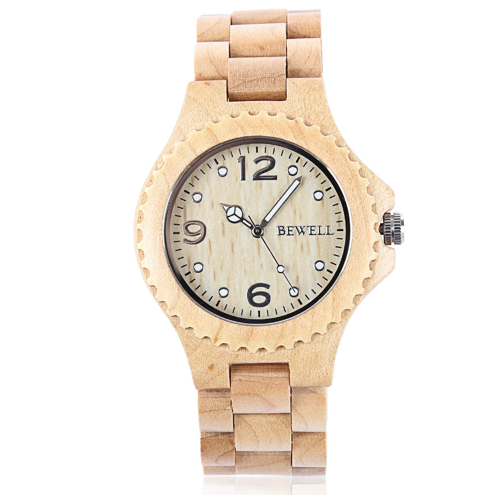BEWELL Men Women Sandalwood Quartz Watch Luxury Elegant Wood Watches Waterproof Analog Wristwatch relogio | Наручные часы