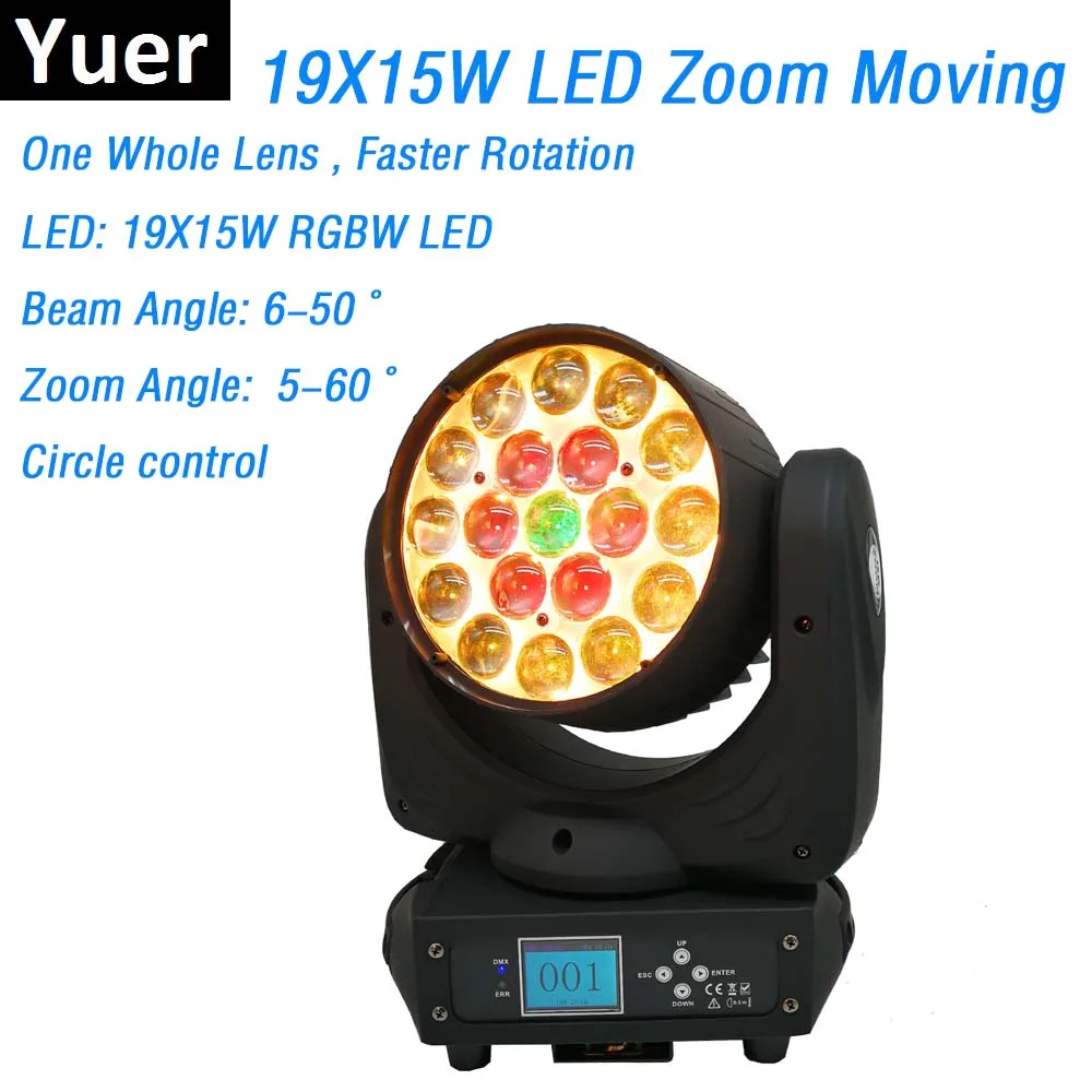 Профессиональный сценический свет 19x15 Вт led RGBW дискотека вспышка dmx512 круг