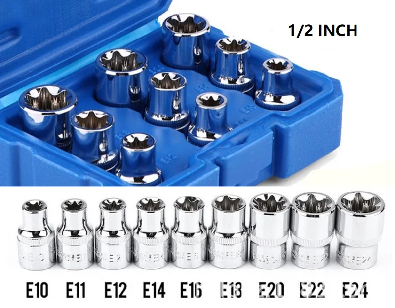 Новинка 9 шт./набор 1/2 дюйма набор Бит Torx Star гнездо E E10 E11 E12 E14 E16 E18 E20 E22 E24|Отвертка| |