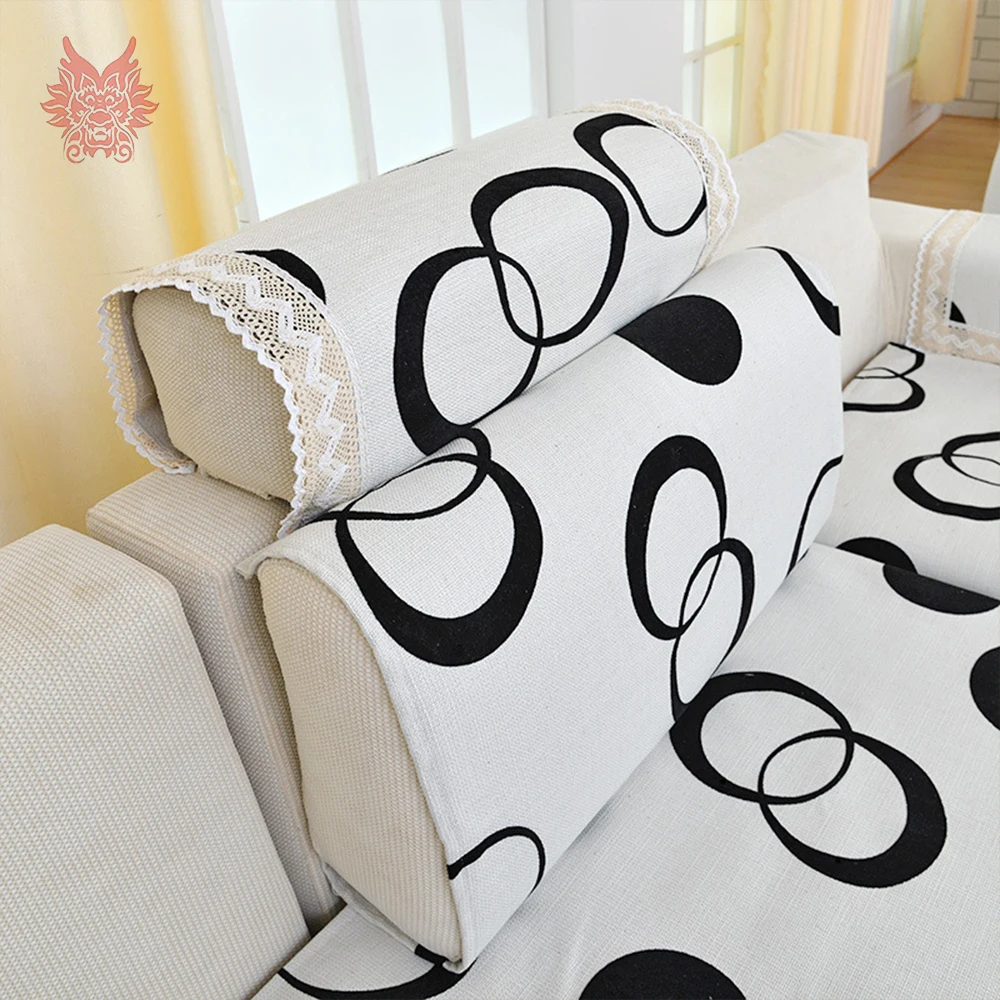 Пасторальный стиль черный круг стекаются хлопок диван Чехлы для гостиной fundas de