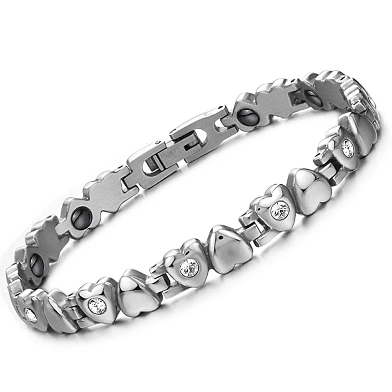 Женская мода браслет в форме сердца из нержавеющей стали 316l titanium aaa cz кристалл