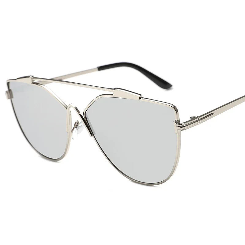 One Piece Cat Eye Sunglasses For Women And Men Alloy Frame Pink Silver Mirror Eyewear Female Hollow Vintage Shades | Аксессуары для