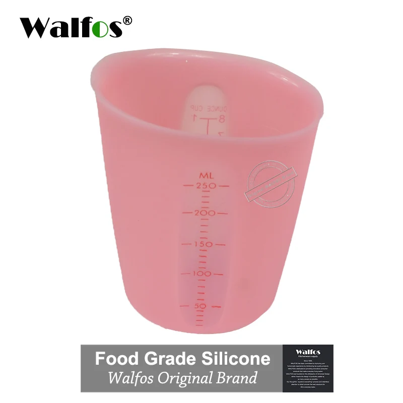 250 ml pink WALFOS высокое качество пищевой 500 мл гибкие силиконовые мерные чашки мерная ложка посуда для выпечки Кухонные инструменты для выпечки кондитерских изделий - Цвет: 250 ml pink