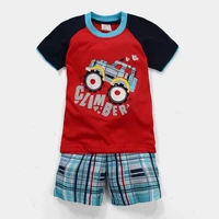 tractor boy clothes suit summer baby boys t shirts plaid pants 100 cotton outfits tee shirt panties 2 piece beach sport suit