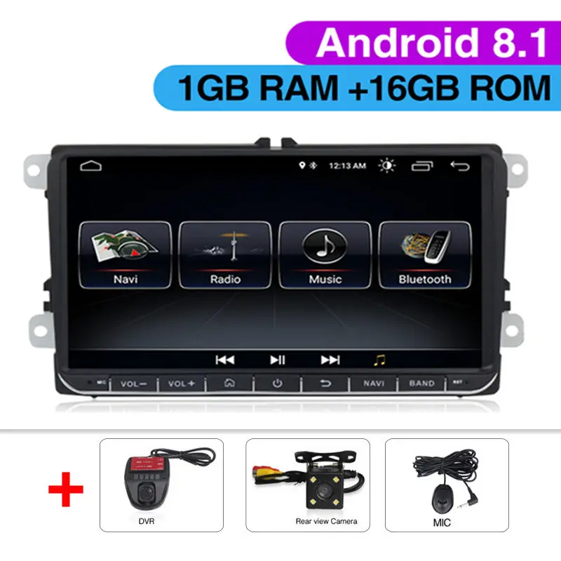 Car dvd Camera DVR Европейский склад " Android 9,1 автомобильный Радио плеер gps навигация для VW golf 5 touran passat B6 B7 Lavida polo Tiguan; Skoda RDS - Цвет: Car dvd Camera DVR
