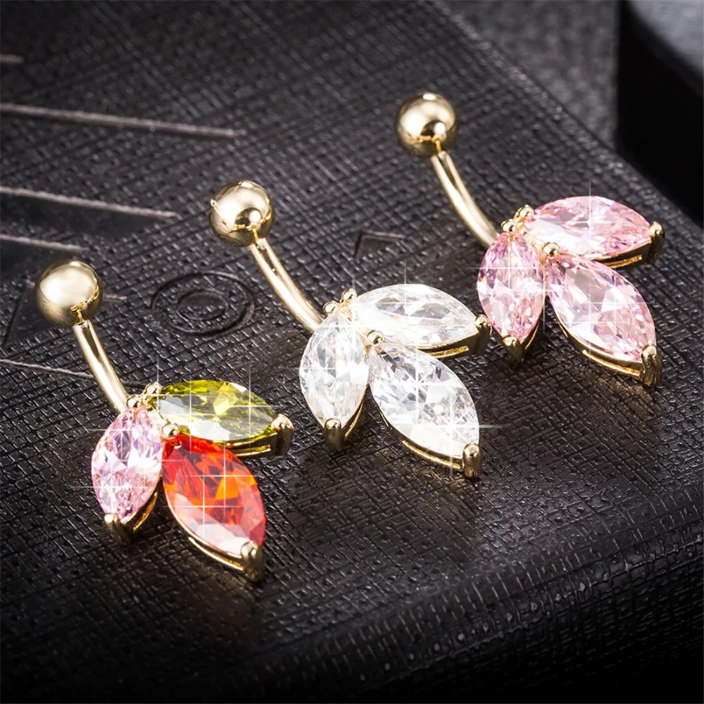 Gussiarro цветок 3 цвета CZ кольца для пупка пирсинг для тела бижутерия Umbigo Percing Body Jewelry пирсинг