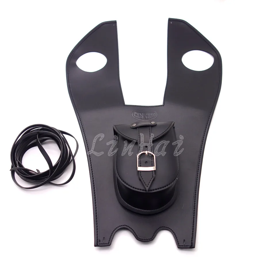 Мотоциклетная черная искусственная кожа двойная крышка для газового бака сумка