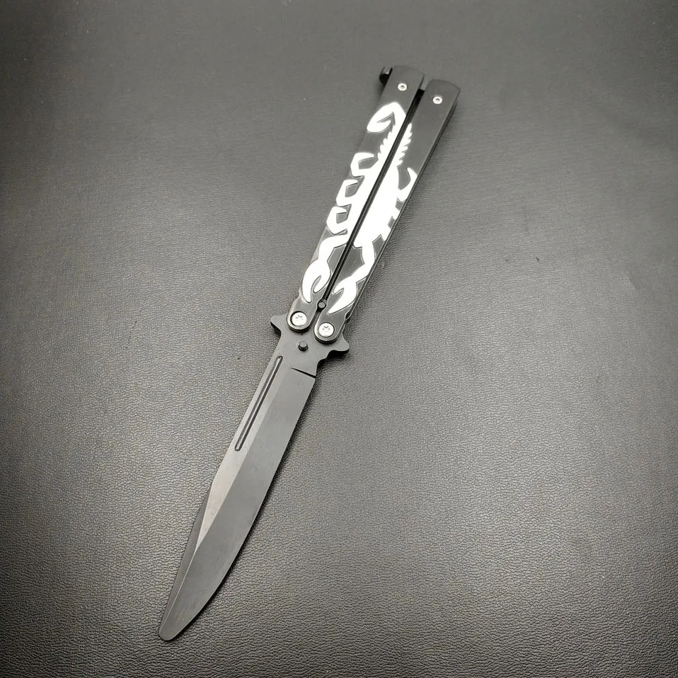 Swayboo нож-бабочка из нержавеющей стали с ручкой скорпиона, складной нож с тупым лезвием, тренировочные ножи с бабочкой