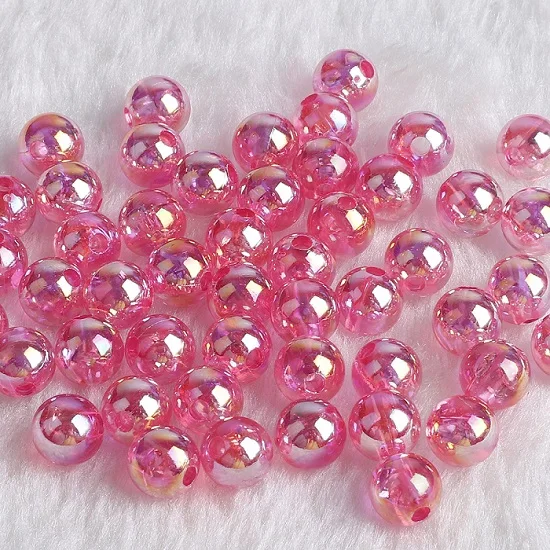 Dark Pink Новое поступление 50 шт 8 мм AB Цвет Круглый акриловый свободный разделитель бисер бусины для DIY ювелирные изделия ручной работы аксессуары - Цвет: Dark Pink