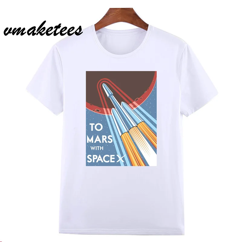 Футболка Space X футболки Ouccpy Mars футболка Elon Musk популярная с короткими рукавами и