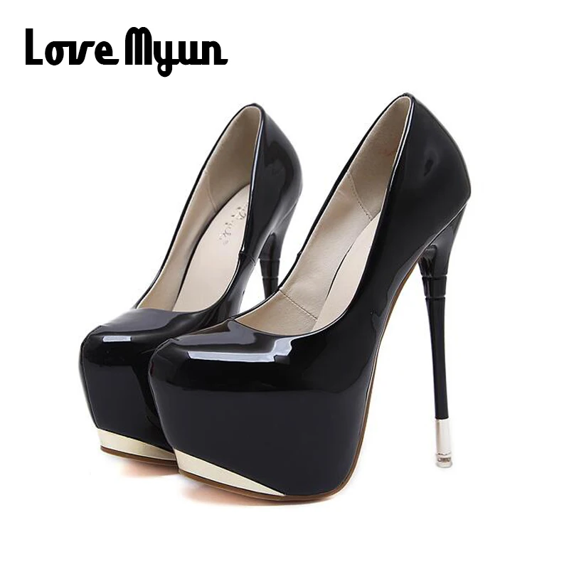 

New fanshion Women Pumps High Heels Round Toe Sexy Pumps Platform super High Heels Wedding Nightclub Party Shoes 16CM B11-97