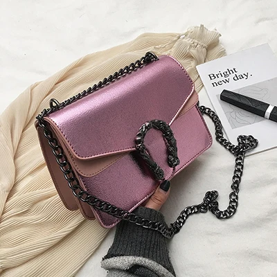 Pink ETAILL Серебристая цепочка из искусственной кожи с клапаном на плечо Женская Роскошная Сумка через плечо дизайнерские сумки известный бренд женские сумки - Цвет: Pink