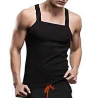 fashion brand mens 95cotton5spandex square collar tank tops summer male bodybuilding casual whitegrayblack