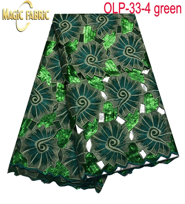 

High Class African Laces Fabric Double Organza With Sequins Embroidery For Sewing Beauty Women Dress OLP-33