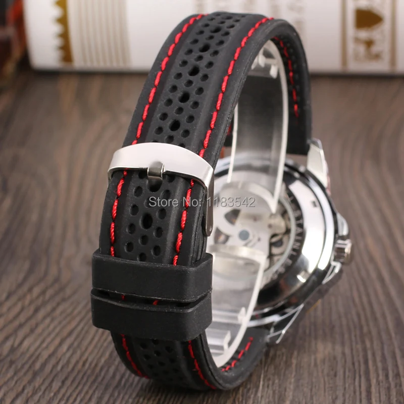 WINNER WRG8027M3T4 Automatic fashion dress wristwatch rose gold watch silicone strap for men hot selling free shipping | Наручные часы