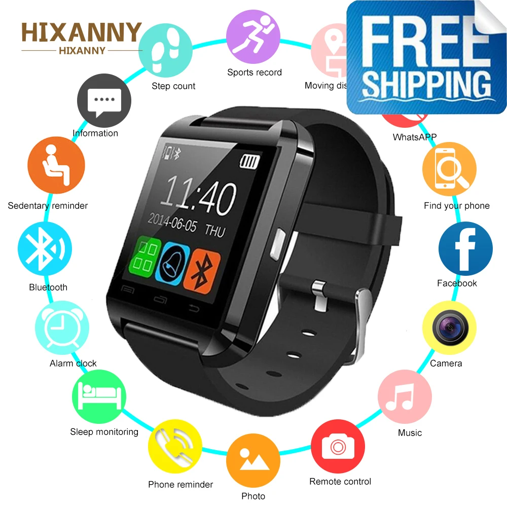 Смарт часы U8 с Bluetooth умные U80 для IPhone 6/5S Samsung S6 / Note 4 HTC смартфонов на Android