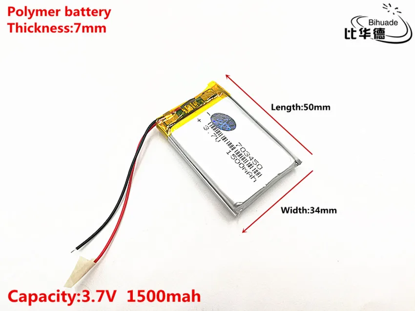 

Liter energy battery Good Qulity 703450 3.7V 1500MAH 073450 Polymer lithium ion / Li-ion battery for TOY,POWER BANK,GPS,mp3,mp4