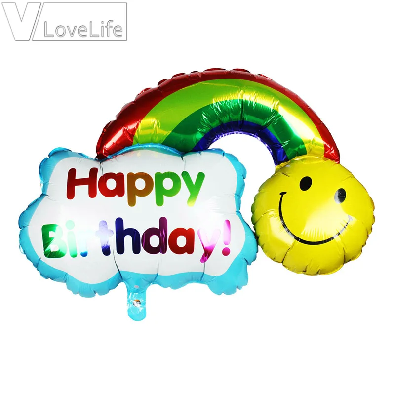 Aluminium Foil Balloon Happy Birthday party Wedding Decoration Smile Face Rainbow Globos Balls Have A Nice Day Kids Toys | Дом и сад