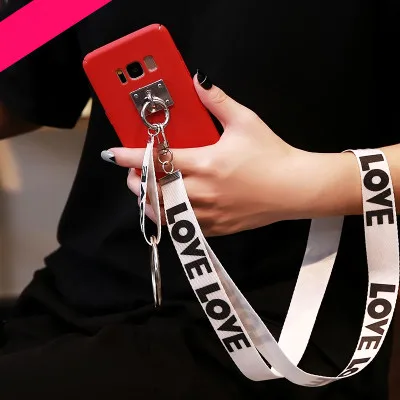 Red white strap Чехол для samsung galaxy S8, S9 Plus, S6, S7 Edge, Жесткие ПК-Чехлы, крышка для samsung Note 5, Note 8 - Цвет: Red white strap