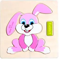 rabbit Монтессори метод животных деревянные головоломки мультфильм Tangram животные детские игрушки ребенок раннего образования игрушки головоломки доска - Цвет: rabbit