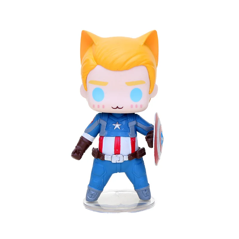8-10 см Marvel игрушки фигура Мстителей Q версия супергероя Капитан Америка Зимний Солдат Фигурки Человека-паука Коллекционная модель - Цвет: captain opp bag