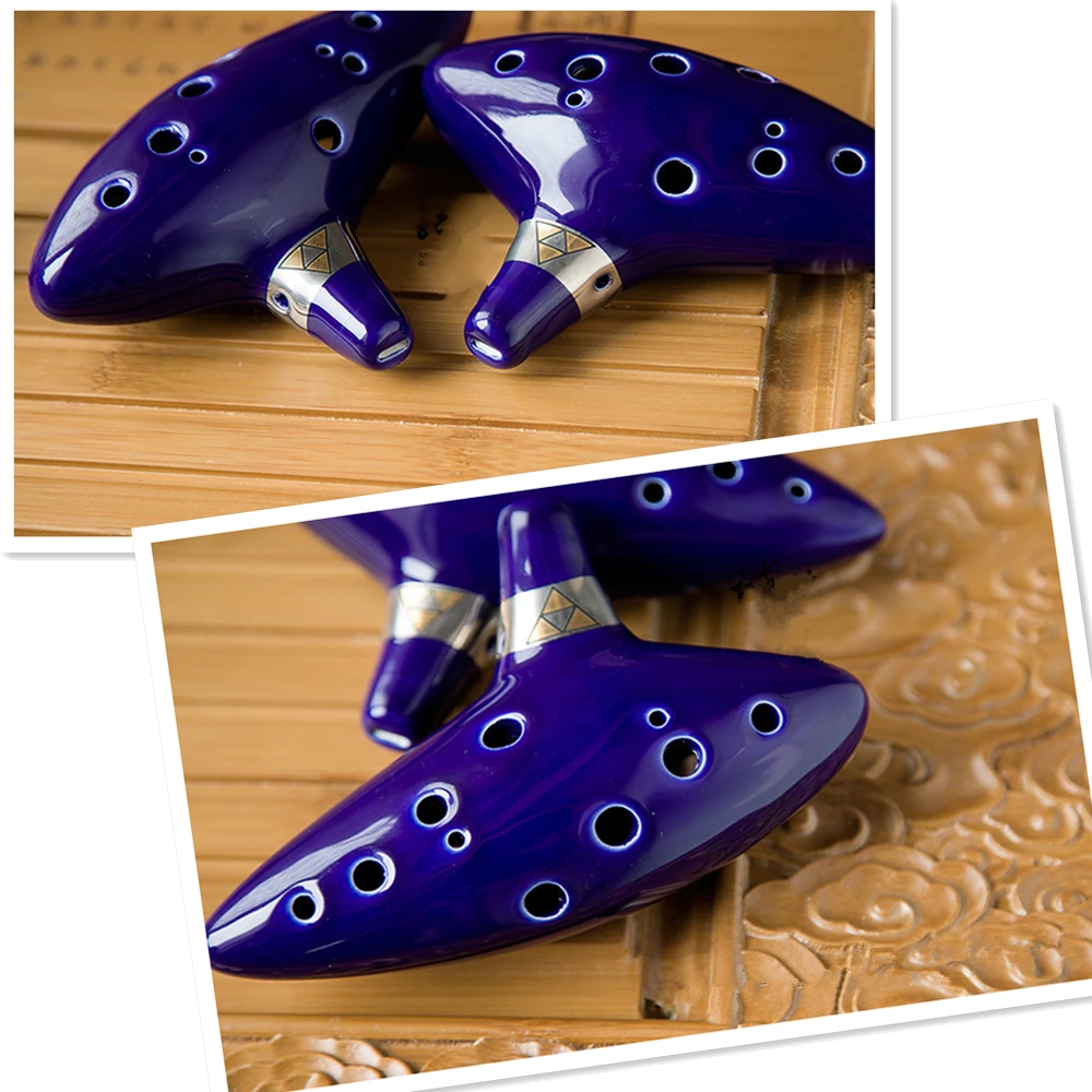 Инструмент Ostrich с 12 отверстиями Ocarina Ceramic Alto Mid-tone ToneC Flute Blue | Спорт и развлечения