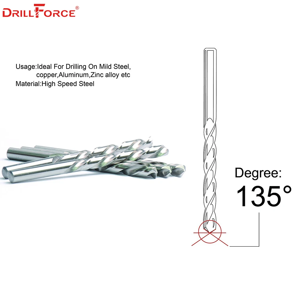 Drillforce 21 шт. 1/16 &quot 3/8&quot HSS Твист хром ручной сверло деревообрабатывающий набор