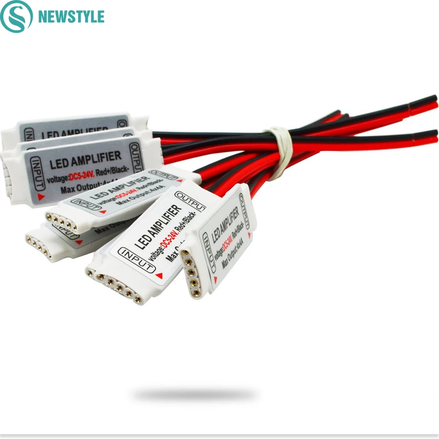 

Mini RGBW Led Amplifier 5Pin wire Controller DC 5-24V 4CH x 4A for 5050 RGBW LED Strip Light