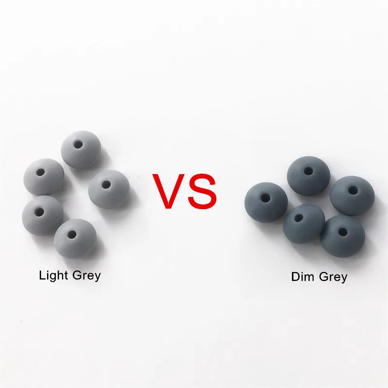 Chengkai 100pcs Light Grey 12*7mm BPA Free Silicone Lentil Teether Toy Beads DIY Baby Pacifier Dummy Abacus Jewelry Accessories