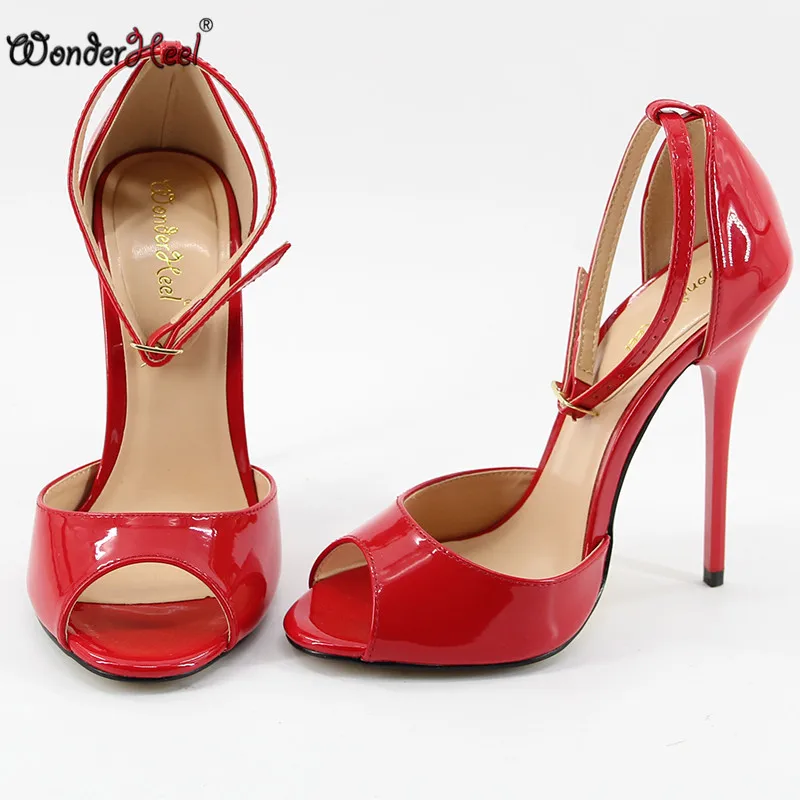 Wonderheel/горячая распродажа; модные пикантные женские босоножки на очень высоком каблуке 14 см с ремешком на щиколотке и открытым носком; большие размеры