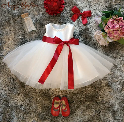 Блестящее платье с бусинами и жемчужинами для девочек на крестины младенцев