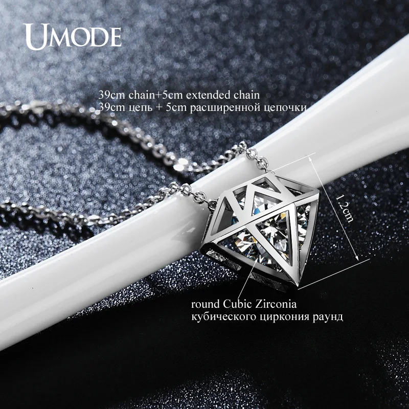 UMODE милое открытое круглое ожерелье с прозрачным цирконием белое золото цветные
