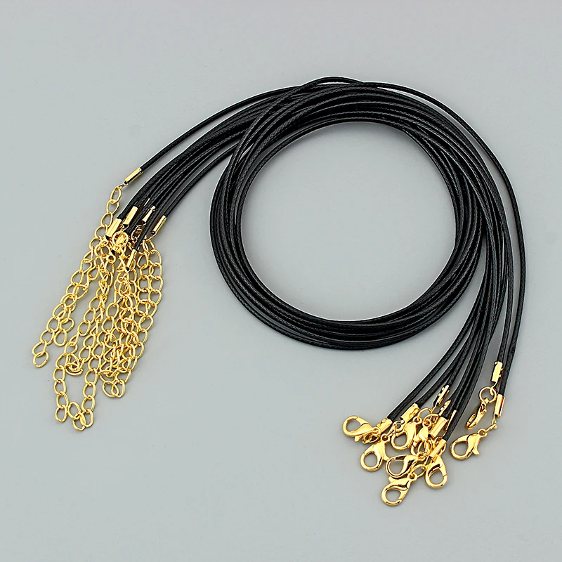 Ожерелье чокер из черного вощеного шнура 1 5 мм с застежкой лобстером|necklace with|chain