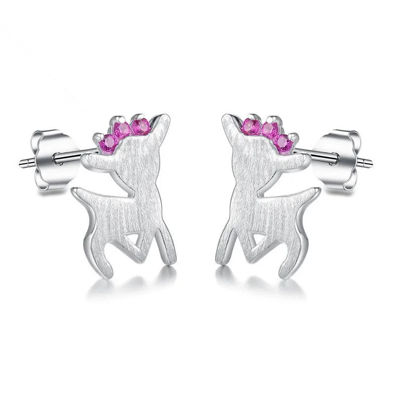 

High quality fashion little deer female birthday gift 925 sterling silver ladies stud earrings jewelry wholesale drop shipping