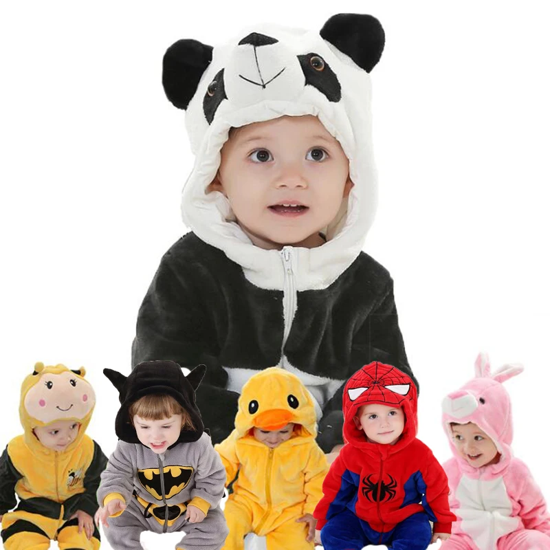 Панда Kigurumi Пижама для малышей Комбинезоны новорожденных комбинезон кролик