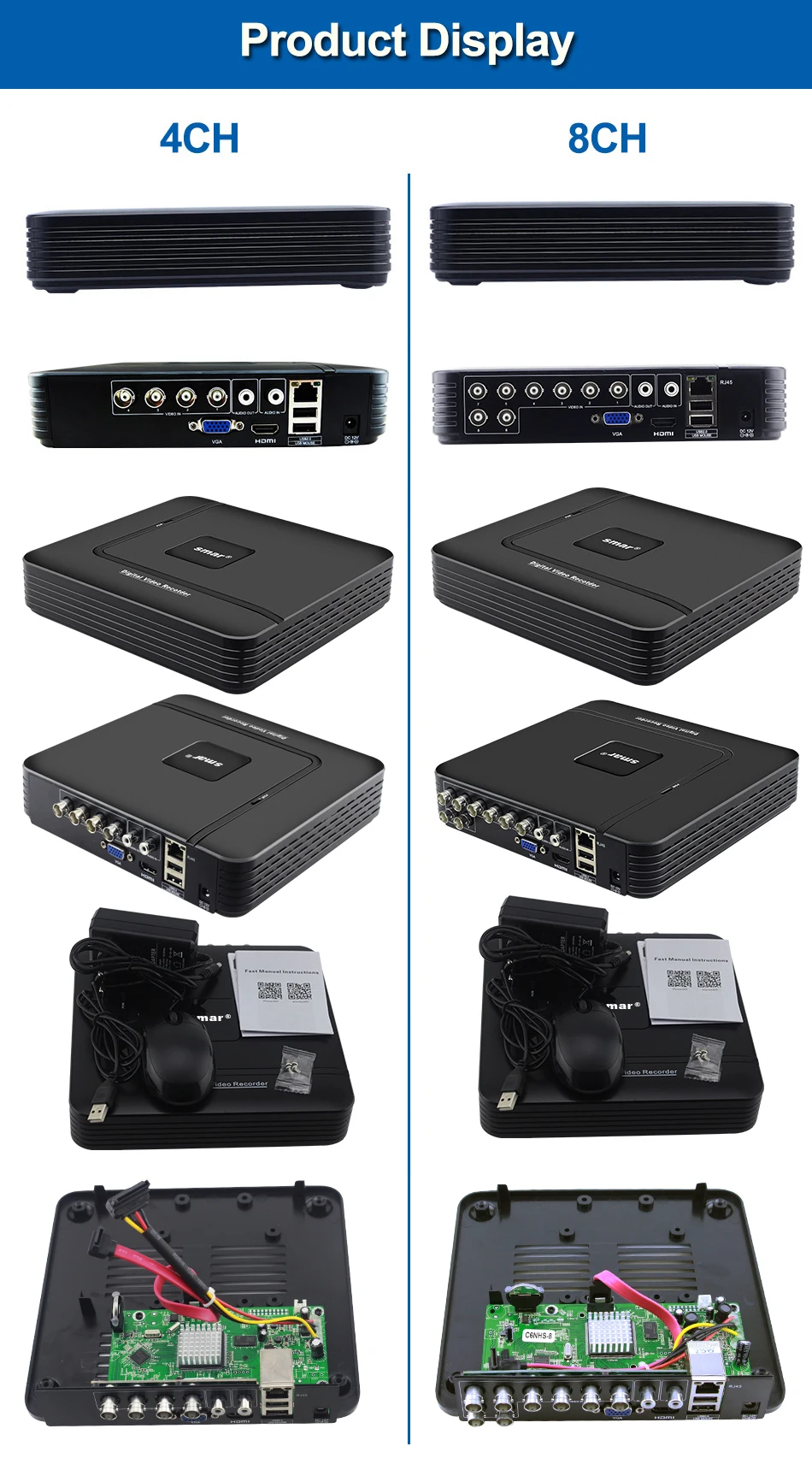 5 в 1 AHD 1080N 4CH 8CH CCTV небольшой видеорегистратор 5в1 для комплекта видеонаблюдения VGA HDMI система безопасности мини NVR для 1080P IP камера цифровой видеорегистратор Onvif PTZ