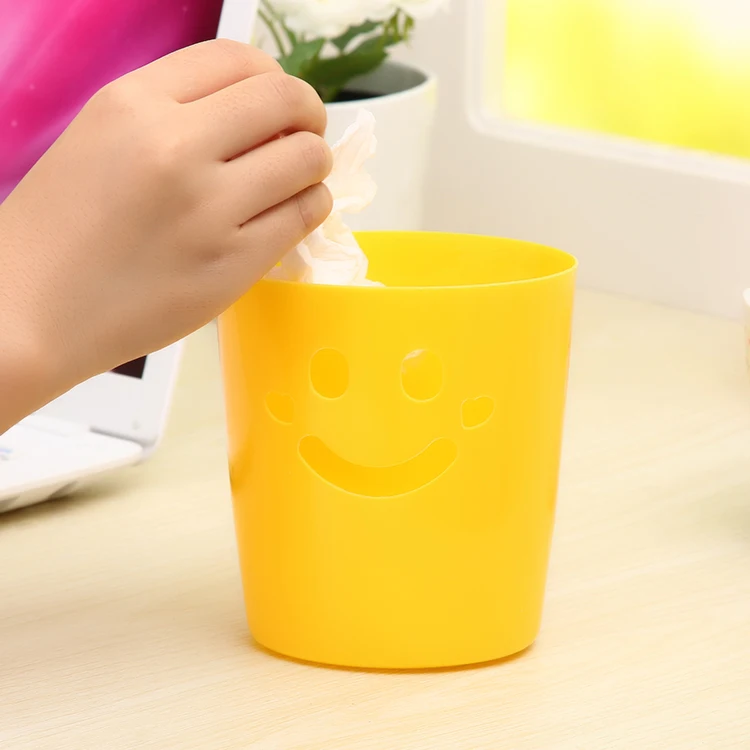 Блестящие смайлик Рабочий стол многоцелевого мусорное Хранение Пластиковый