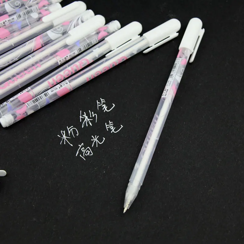 12-Piece White Gel Pen for Illustration Deisgn Black Paper Drawing Rocks Painting Adult Coloring Book Sketching Pens | Канцтовары для