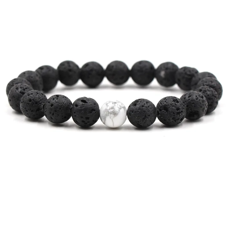 Женская 10 мм черная лава амазоний Howlite синий тигровый глаз браслет из бисера DIY