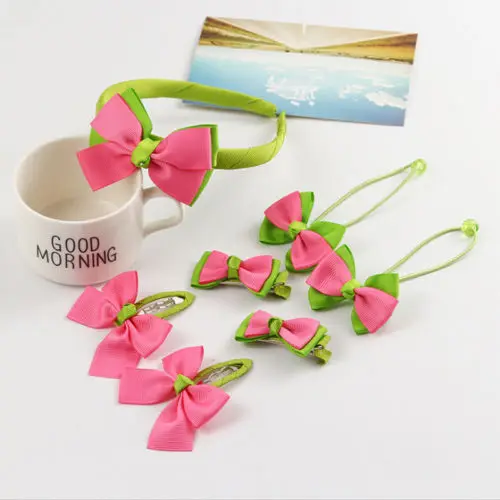 7Pcs/set Cute Kids Girl Baby Toddler Bow Barrette Hair Band Accessories Headwear | Детская одежда и обувь
